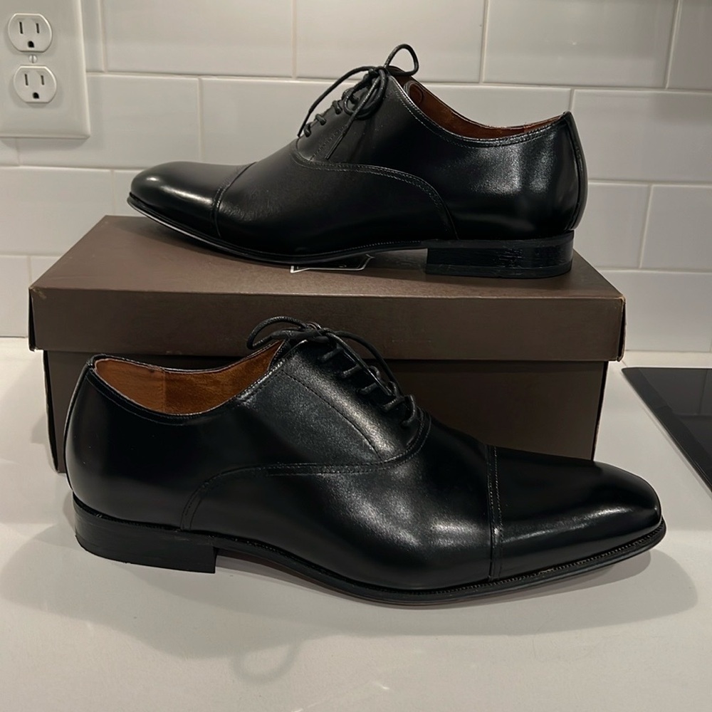Worn Once! Men’s ‘Florshein’ Cap Toe Black Dress Shoes! Size 12 3E. Excellent!